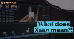 blurred editing video monitor with text infront of 